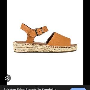 Soludos Tan Leather Espadrille Sandal with Ankle Buckle